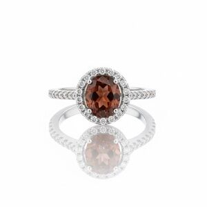 Red Moissanite Halo Ring (.925 Sterling Silver)